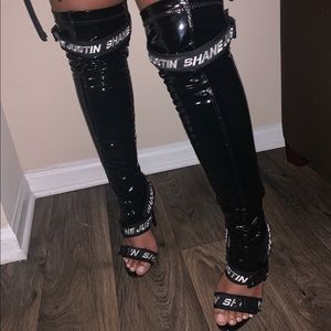 Black latex boots